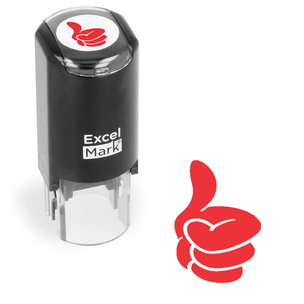 ExcelMark Round Teacher Stamp - Thumbs UP (Solid) - RED Ink | Self-Inking Rubber Stamp for Teachers - main product image
