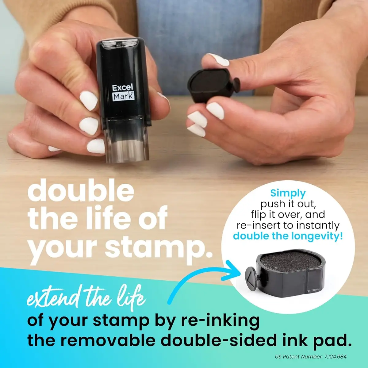 ExcelMark Round Teacher Stamp - Thumbs UP (Solid) - RED Ink | Self-Inking Rubber Stamp for Teachers - view 5