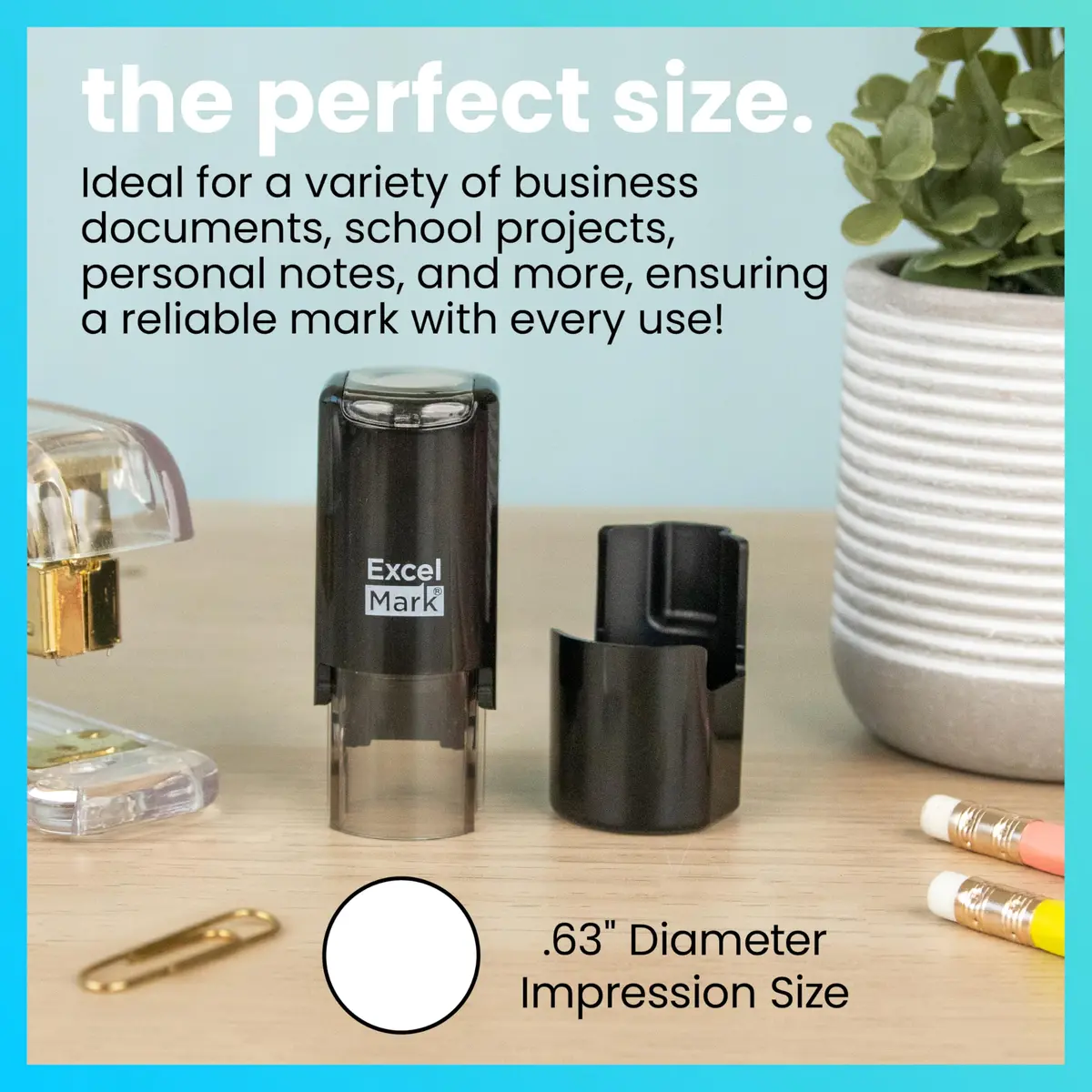 ExcelMark Round Teacher Stamp - Thumbs UP (Solid) - RED Ink | Self-Inking Rubber Stamp for Teachers - view 4