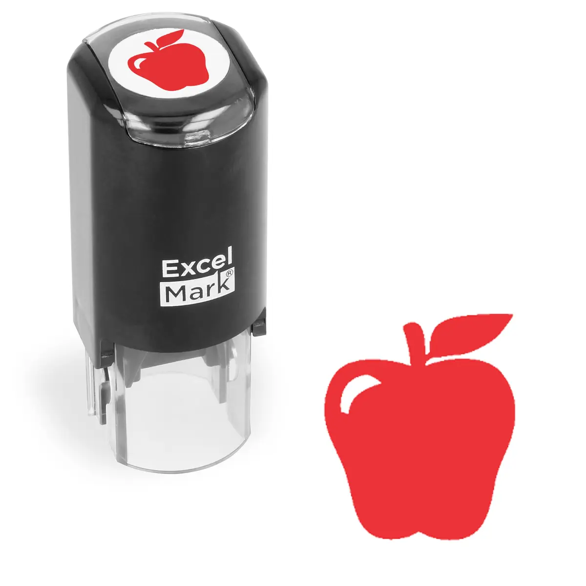 ExcelMark Self-Inking Round Teacher Stamp 5/8" Diameter | Reusable, Red Ink, 1000 Impressions - main product image