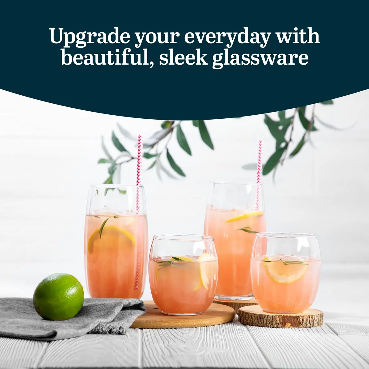 Libbey Samba Rocks and Tumbler Glass Cups Set of 16 | Versatile Dishwasher Safe Glassware - view 2