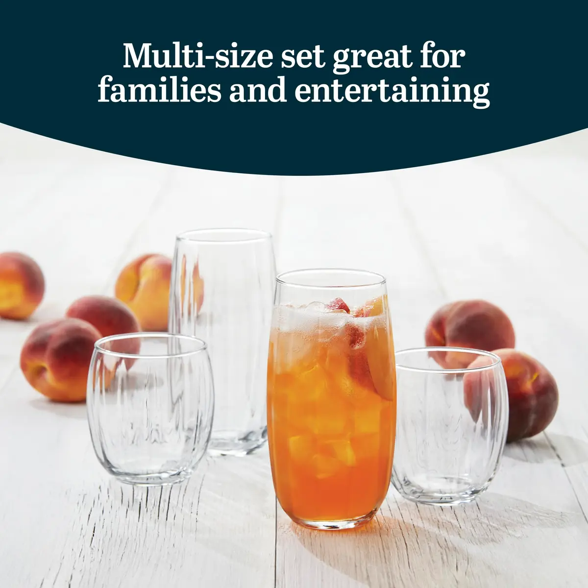 Libbey Samba Rocks and Tumbler Glass Cups Set of 16 | Versatile Dishwasher Safe Glassware - view 4