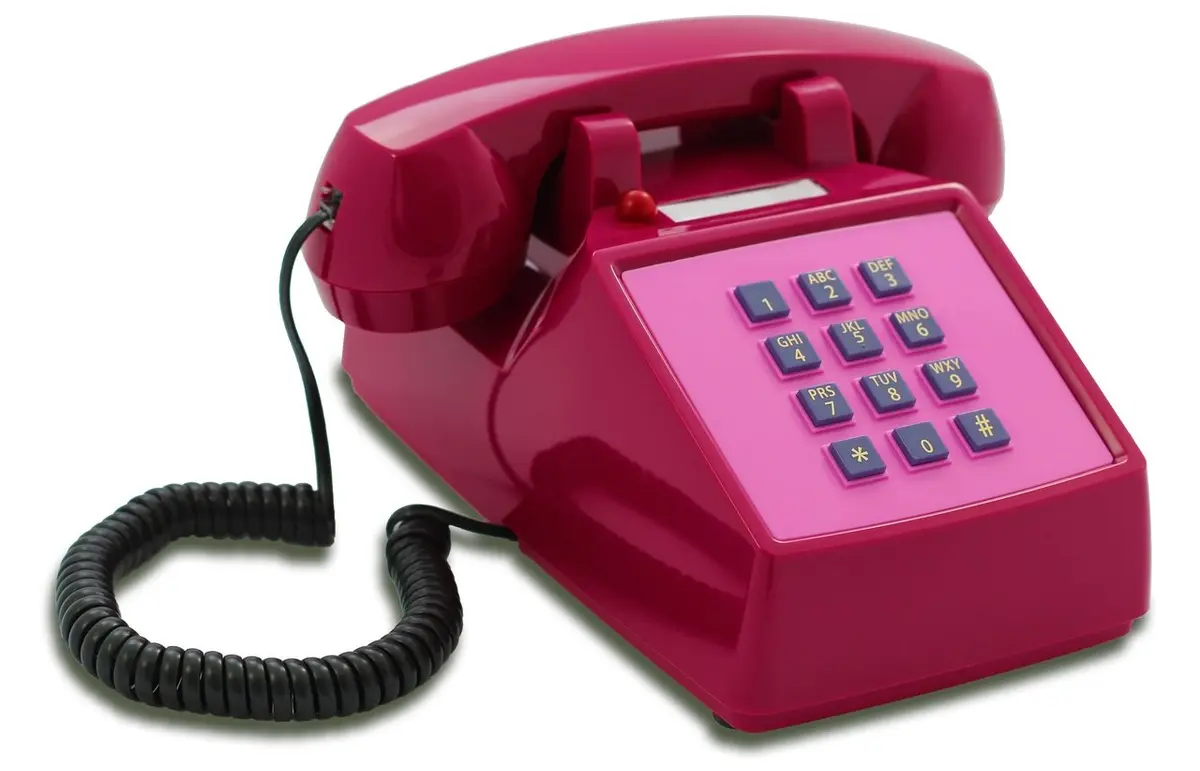 Opis Technology PushMeFon Cable Push Button Landline Phone, Violet Pink | Retro 1970s Design with Modern Compatibility - main product image