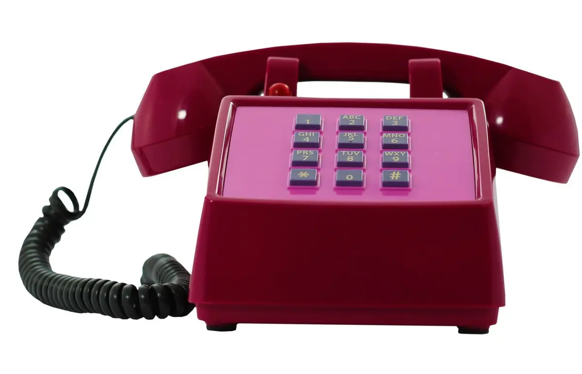 Opis Technology PushMeFon Cable Push Button Landline Phone, Violet Pink | Retro 1970s Design with Modern Compatibility - view 2