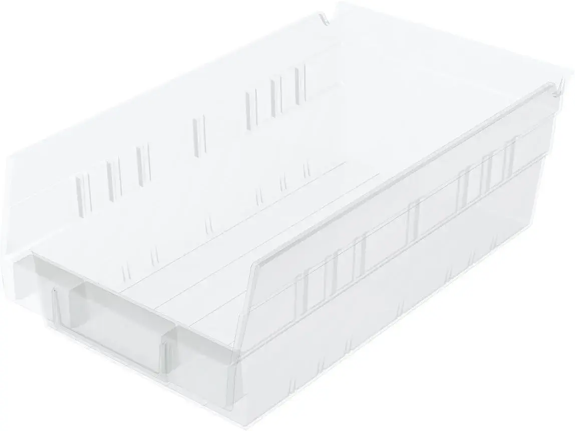 Akro-Mils Heavy Duty Plastic Shelf Bins 12"x 6.5"x 4" Clear 12-Pack | Industrial Grade Storage for Kitchen, Garage, Office - main product image