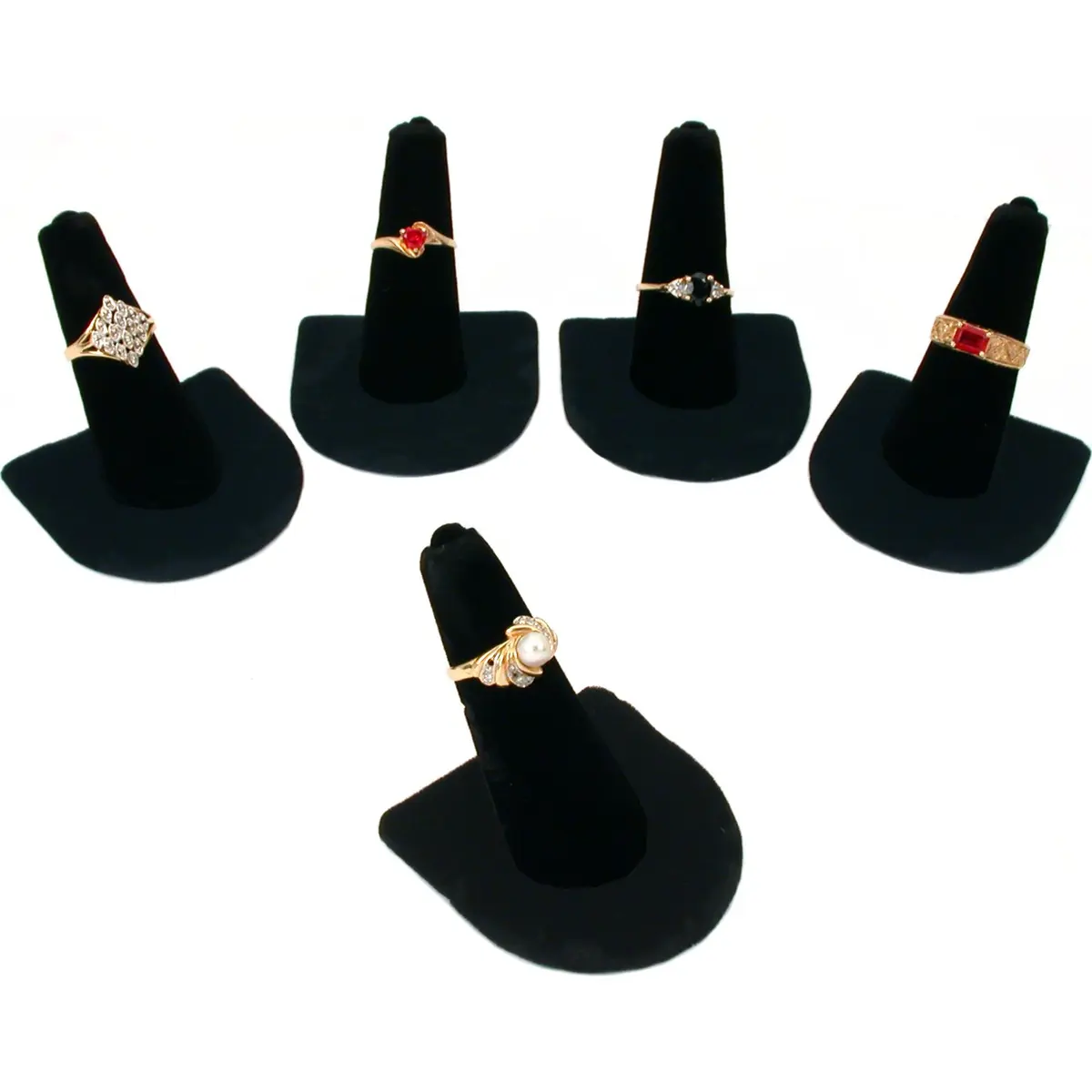 FindingKing 5 Black Velvet Ring Holder Showcase Display Stands | Elegant Jewelry Organizer for Rings - view 4