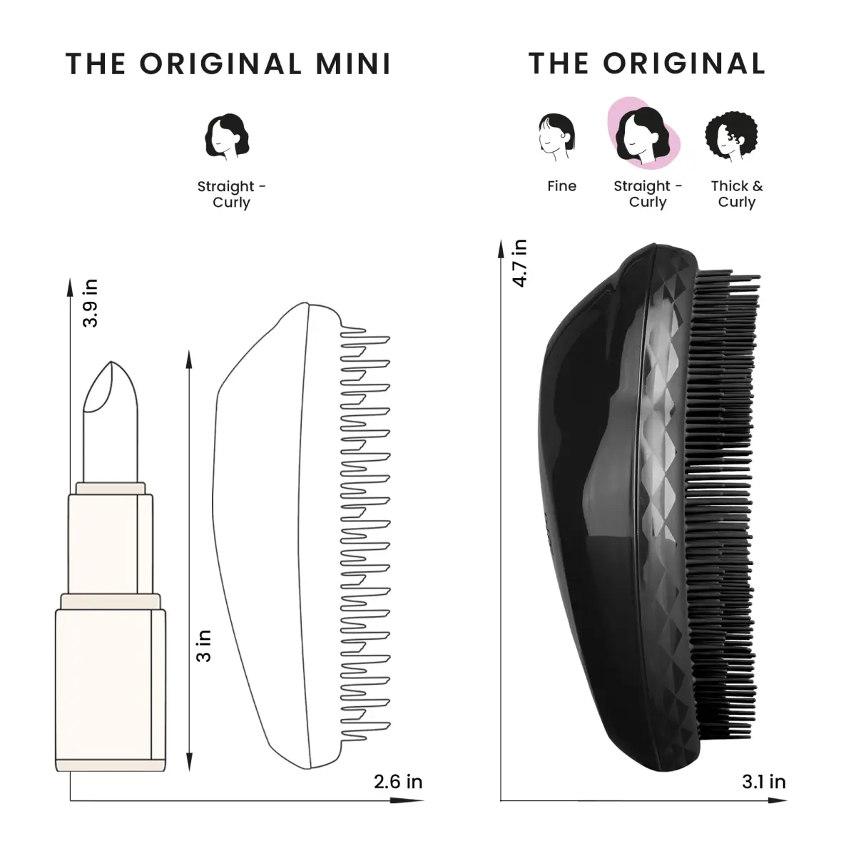 Tangle Teezer Original Detangler Brush for All Hair Types, Panther Black | Detangles Wet or Dry Hair - view 7