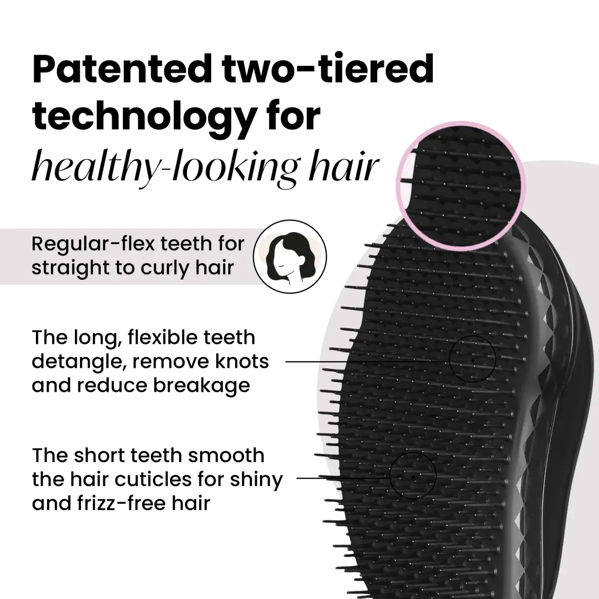 Tangle Teezer Original Detangler Brush for All Hair Types, Panther Black | Detangles Wet or Dry Hair - view 2
