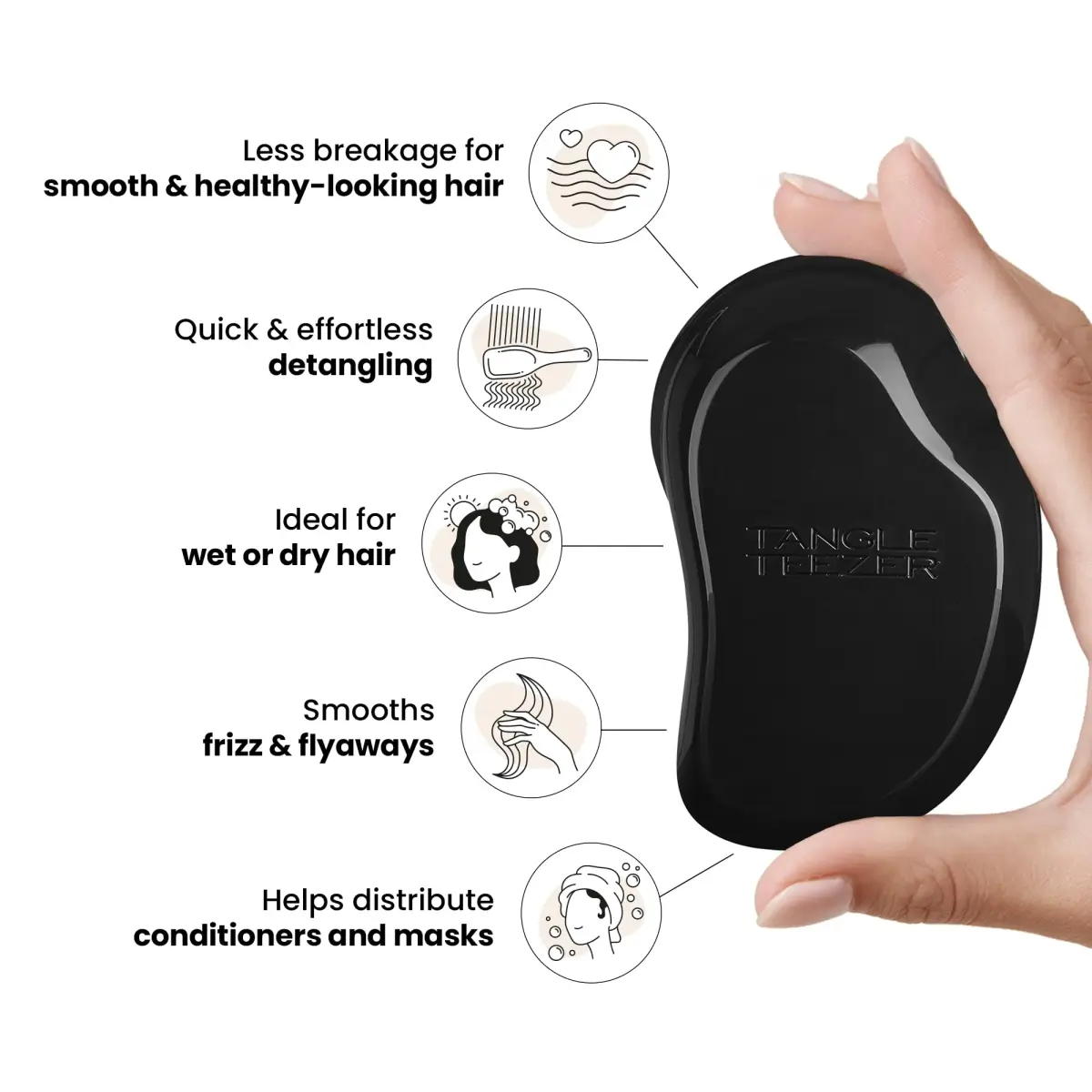 Tangle Teezer Original Detangler Brush for All Hair Types, Panther Black | Detangles Wet or Dry Hair - view 4