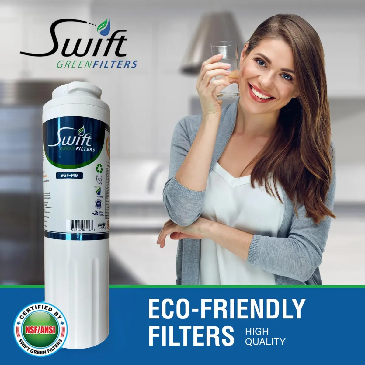 Swift Green Filters SGF-M9 Replacement Refrigerator Water Filter 3 Pack | NSF Certified, Eco-Friendly Coconut Shell Carbon, 2000-Gallon Capacity - view 5