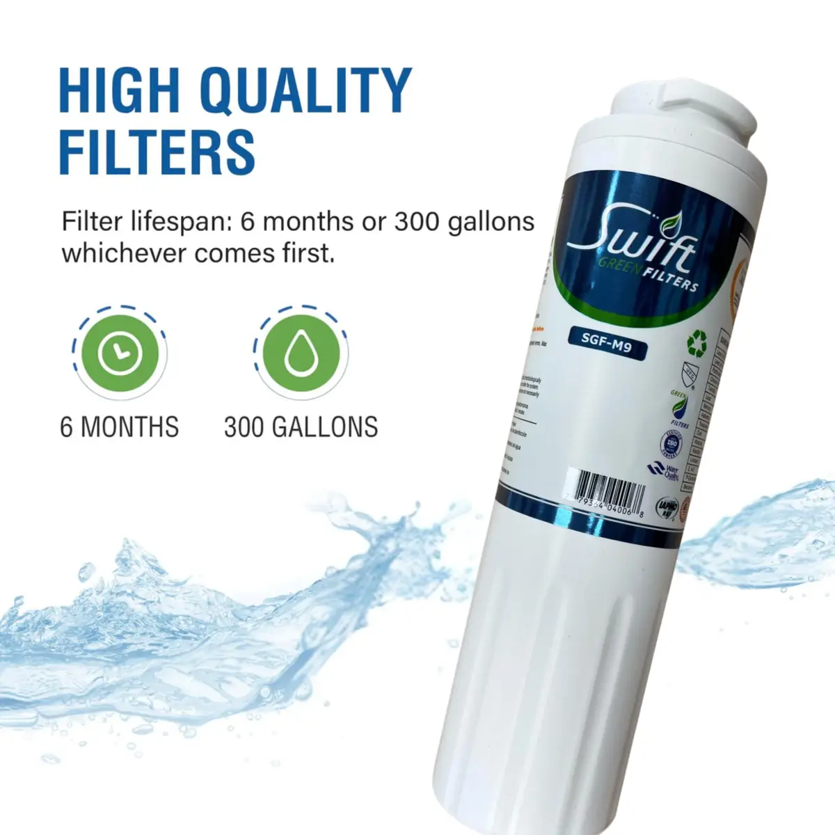 Swift Green Filters SGF-M9 Replacement Refrigerator Water Filter 3 Pack | NSF Certified, Eco-Friendly Coconut Shell Carbon, 2000-Gallon Capacity - view 4