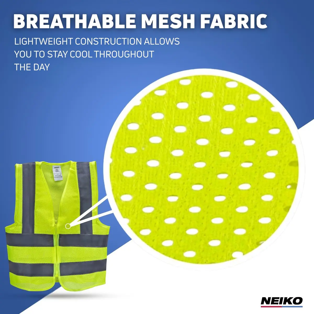 NEIKO High Visibility Safety Vest ANSI Class 2, No Pocket, Neon Yellow, XX-Large (2XL) | ANSI Class 2 Reflective Vest - view 4