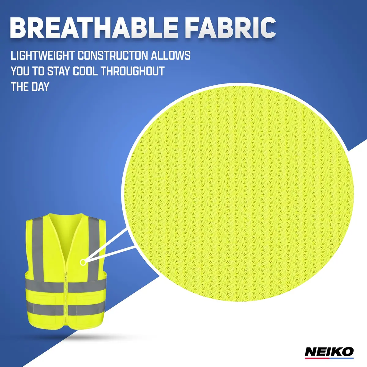 NEIKO High Visibility Safety Vest ANSI Class 2, 2 Pockets, Neon Yellow, XX-Large (2XL) | Reflective Safety Apparel for Work - view 4