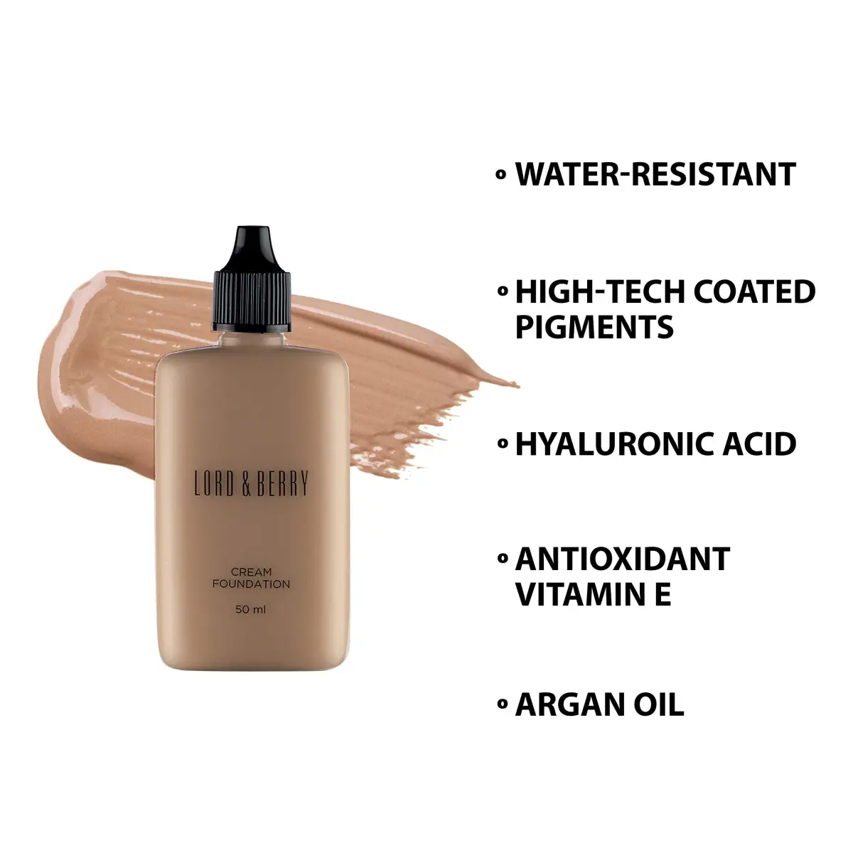 Lord & Berry Cream Foundation Fluid Ivory 50ml (1.69 Fl Oz) | Full Coverage Lightweight Liquid Foundation - view 5