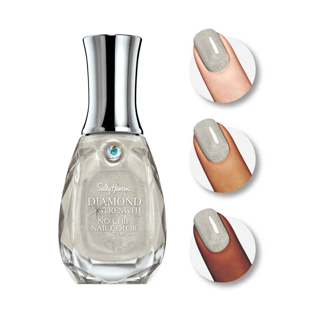 Sally Hansen Diamond Strength Nail Polish, 120 Diamonds Sheer Shimmery Grey, 13ml (0.45 Fl Oz) | Long-Lasting Wear Up To 18 Days - view 2