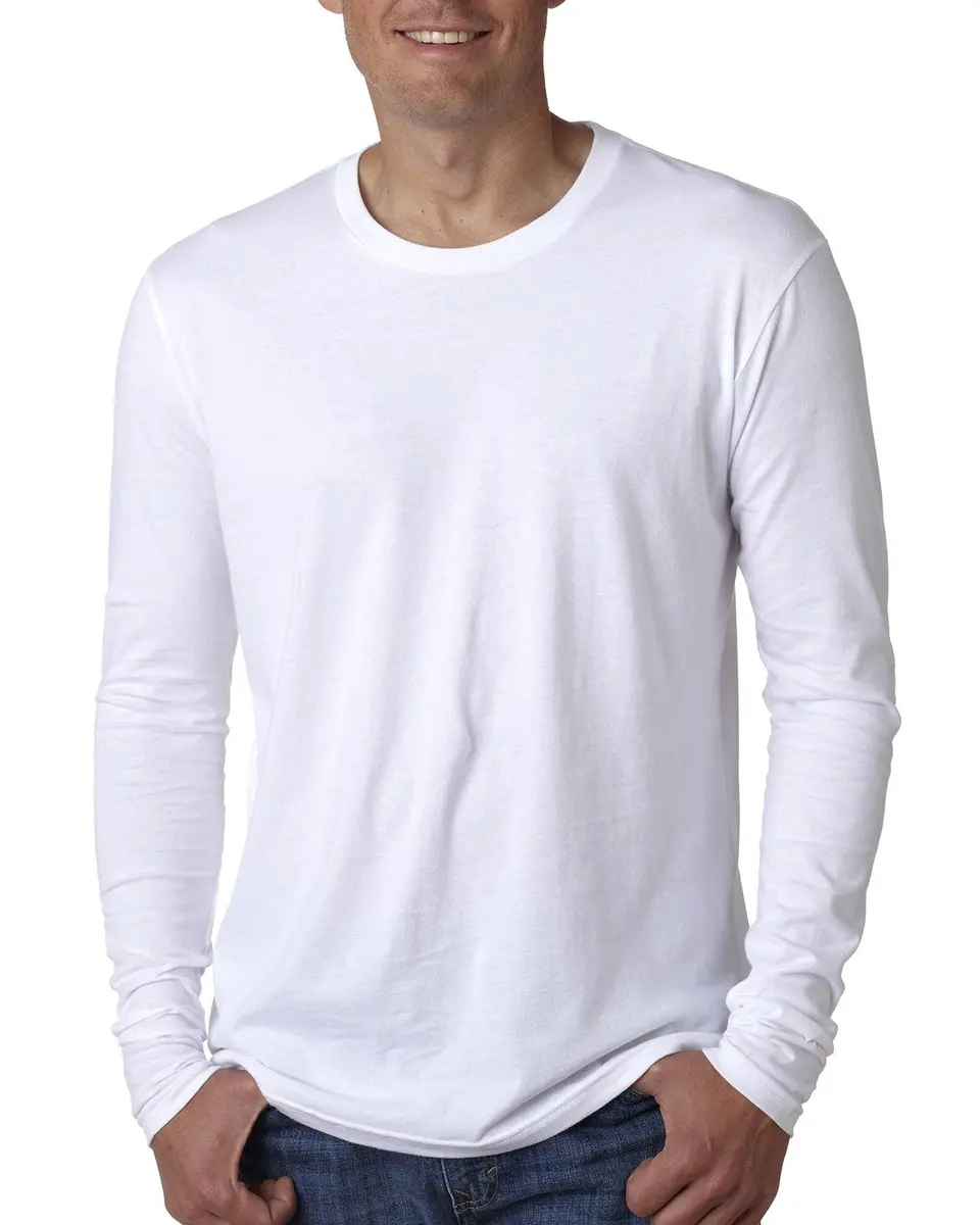 Next Level Apparel Men's Long-Sleeve Crew T-Shirt White Medium | 100% Cotton, Imported, Machine Wash - main product image