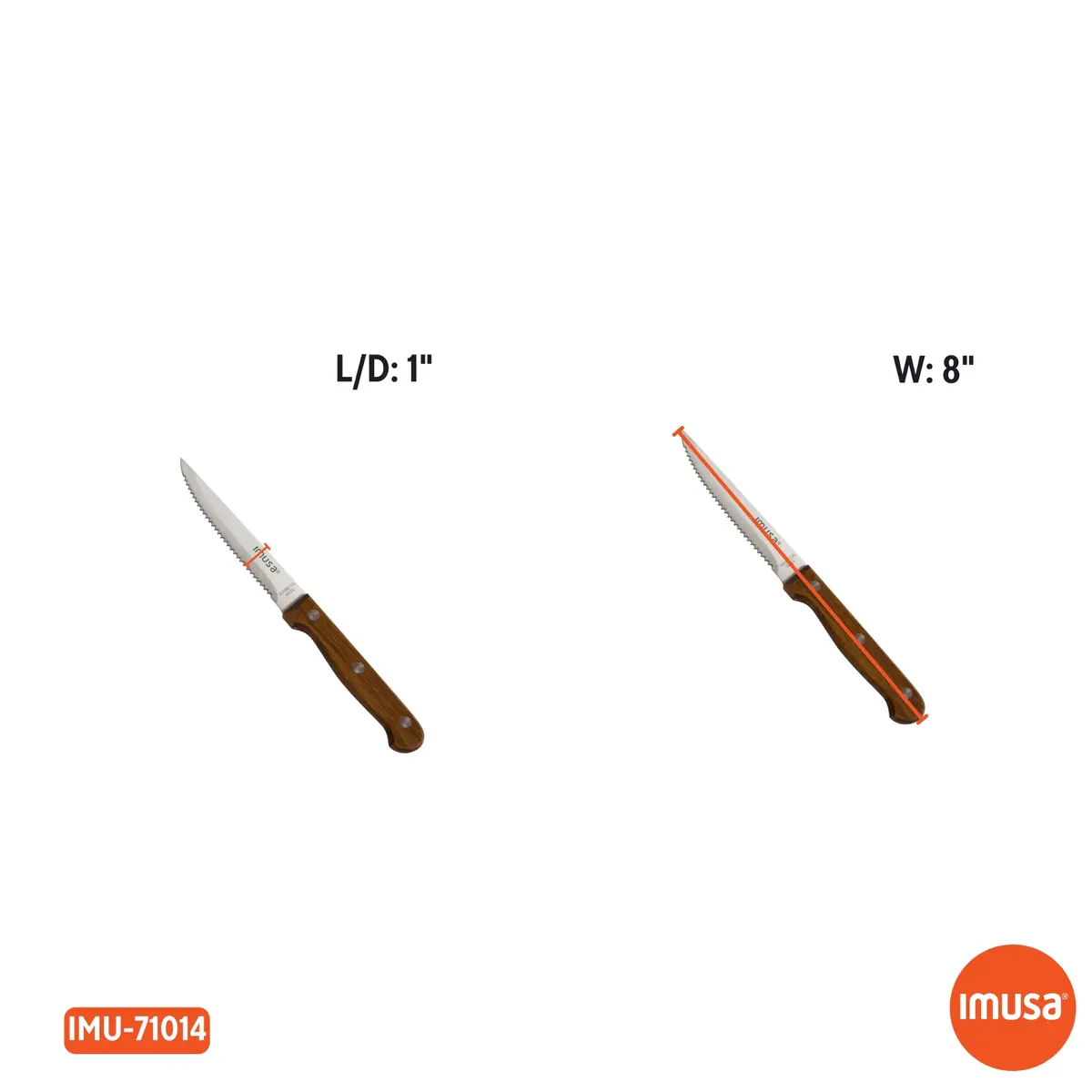 IMUSA 4 Piece Stainless Steel Steak Knife Set with Wood Handle | Serrated Edges for Precision Cutting - view 8