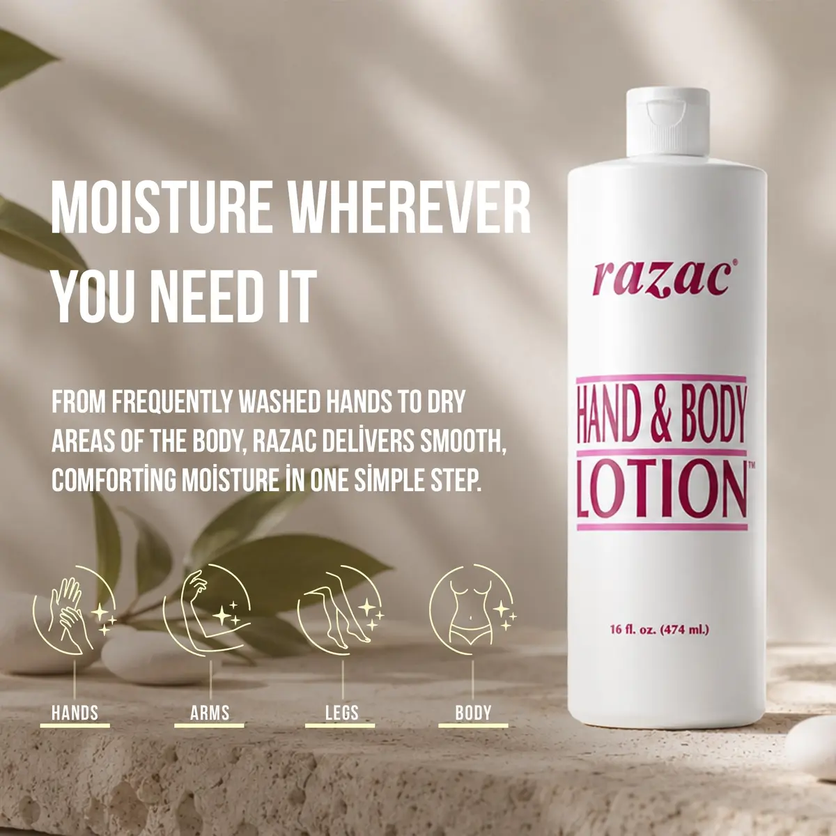 Razac Hand and Body Lotion 16oz | Deep Hydration & Fast Absorption for Sensitive Skin - view 3