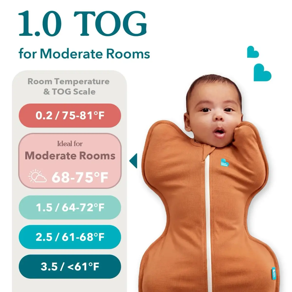 Love to Dream Swaddle Up Organic Baby Sleep Sack | 1.0 TOG, 68cm (27 in), Cream - view 5