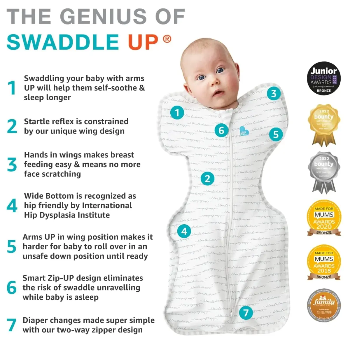 Love to Dream Swaddle Up Organic Baby Sleep Sack | 1.0 TOG, 68cm (27 in), Cream - view 6