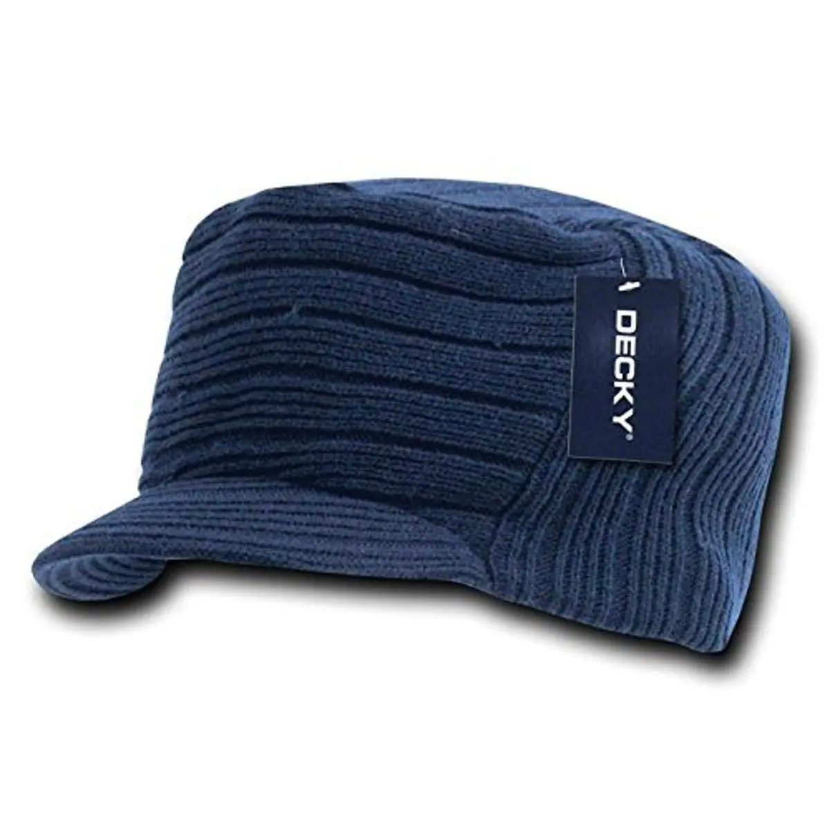 DECKY Flat Top HybriCap, Navy | One Size Knit Hat with Curved Visor - main product image