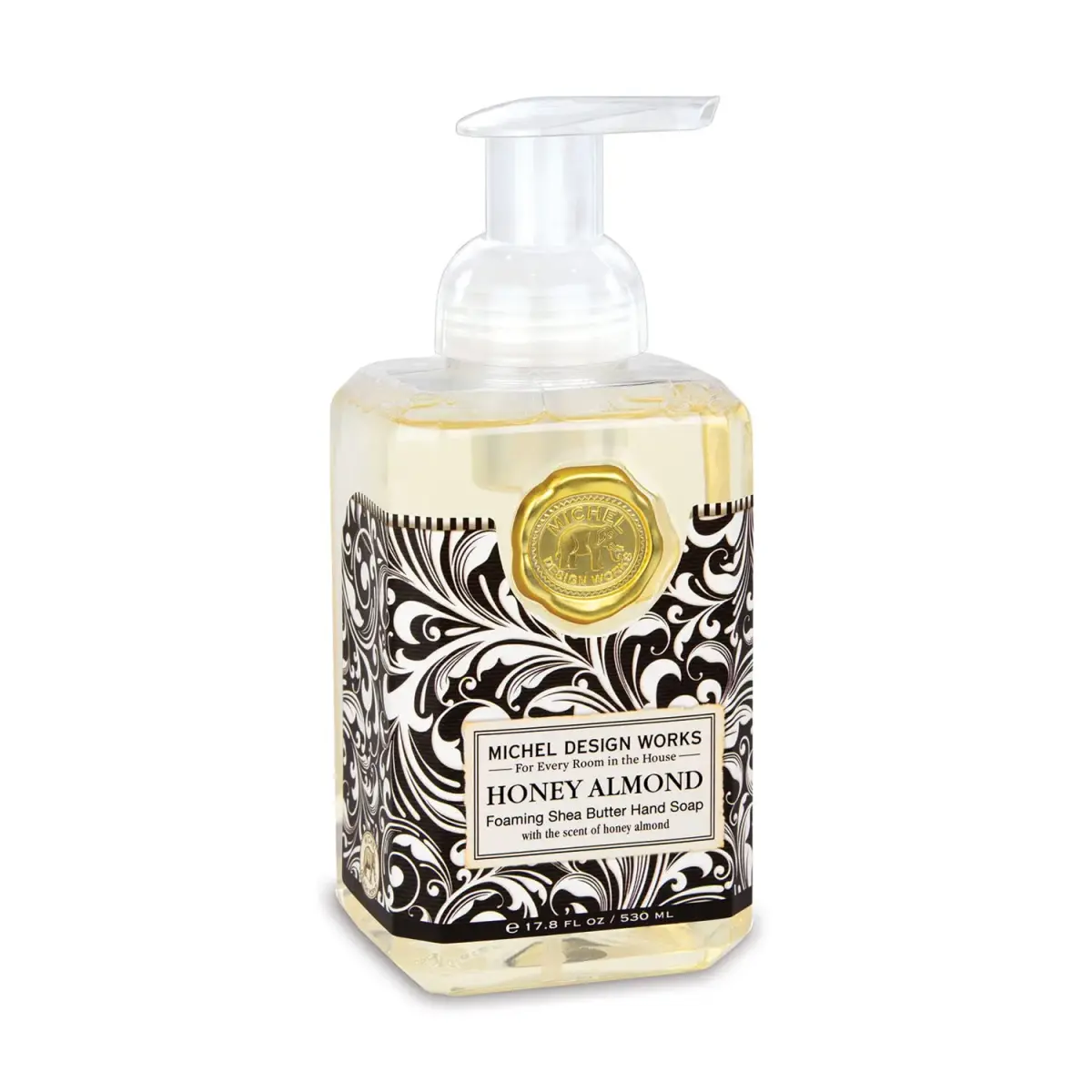 Michel Design Works Honey Almond Foaming Hand Soap with Dispenser 530ml (17.8 Fl Oz) | Gentle Cleansing & Moisturizing - main product image