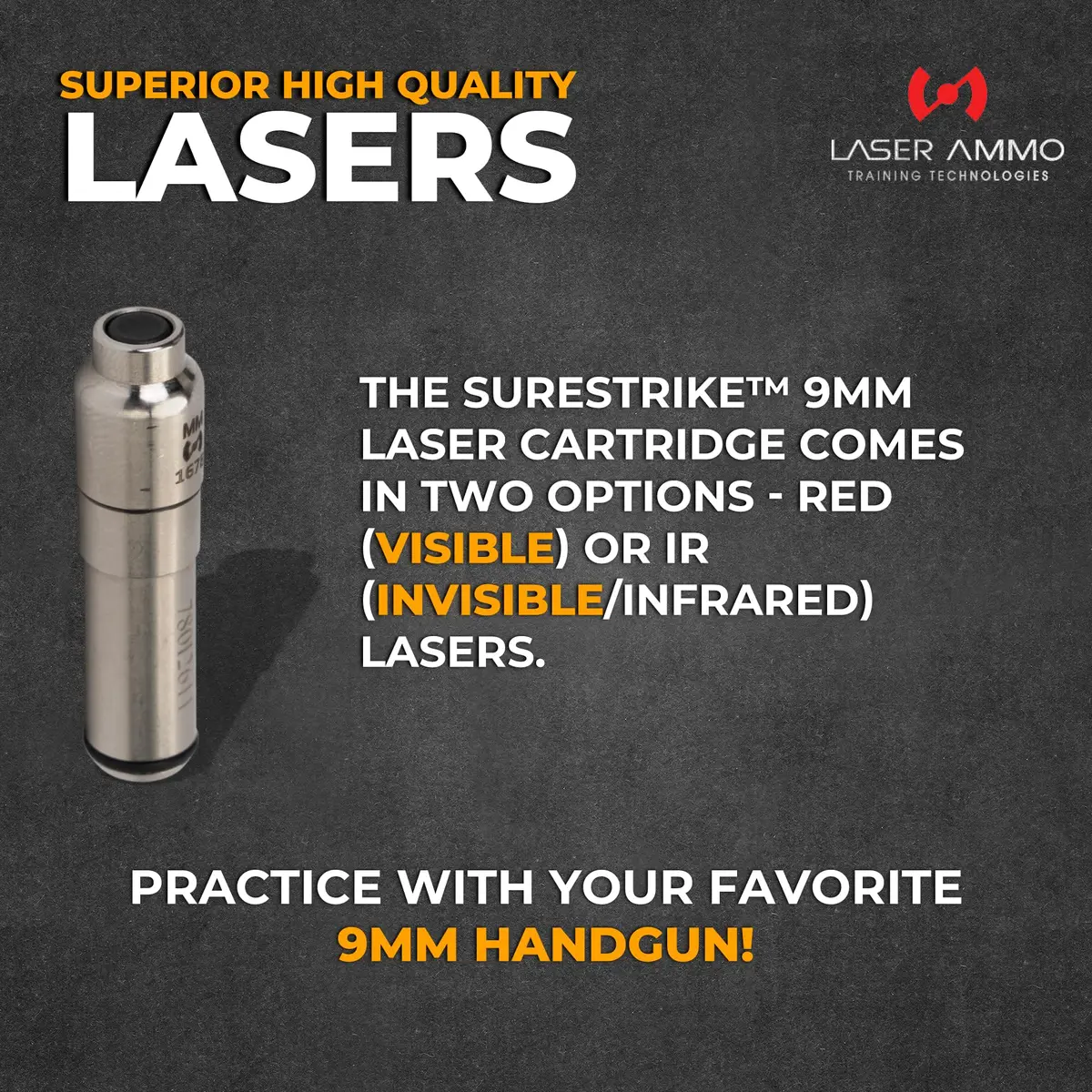 Laser Ammo SureStrike™ 9mm Cartridge - Laser Training Solution for Your 9mm, 9mm SureStrike™ Laser Cartridge (with red Visible Laser Class I, 3.5mW) - view 3