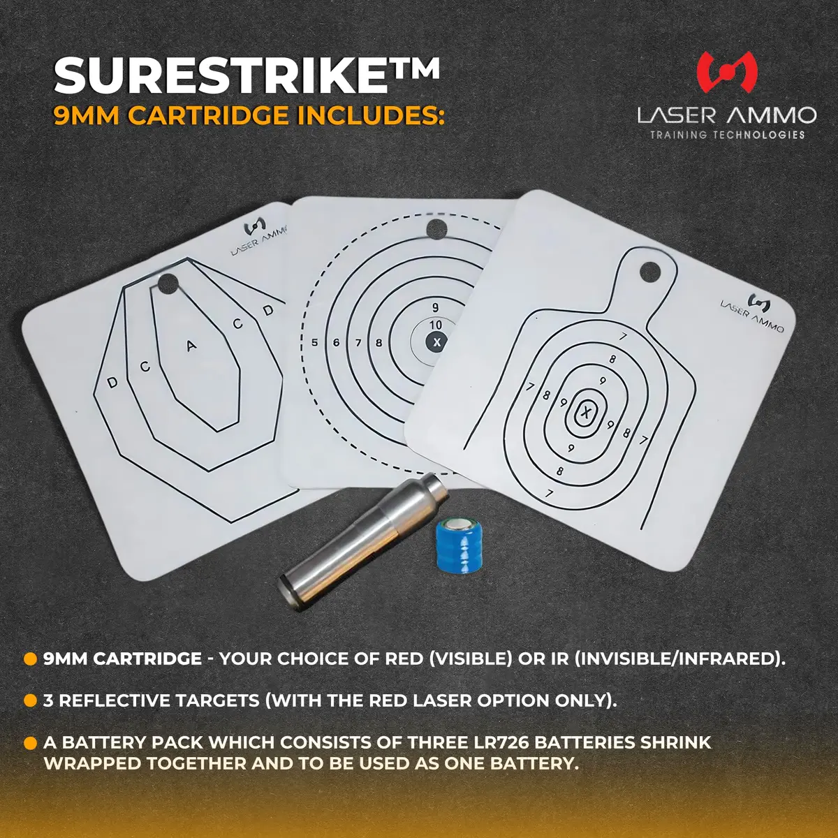 Laser Ammo SureStrike™ 9mm Cartridge - Laser Training Solution for Your 9mm, 9mm SureStrike™ Laser Cartridge (with red Visible Laser Class I, 3.5mW) - view 4