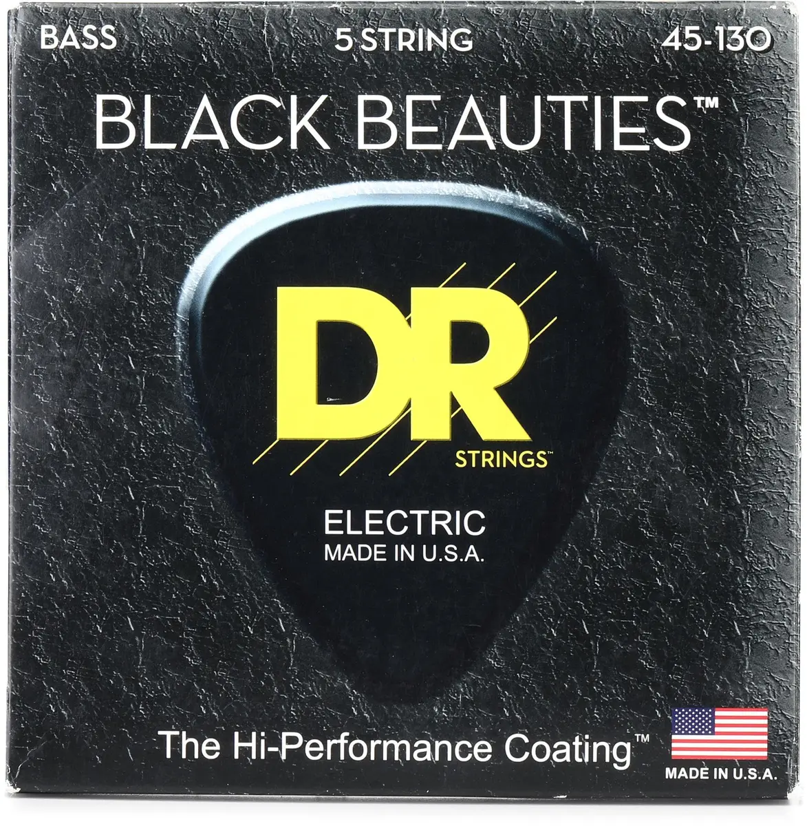 DR Strings Black Beauties Bass Strings Medium-Heavy 45-130 (159g) | K3 Coated Stainless Steel - main product image