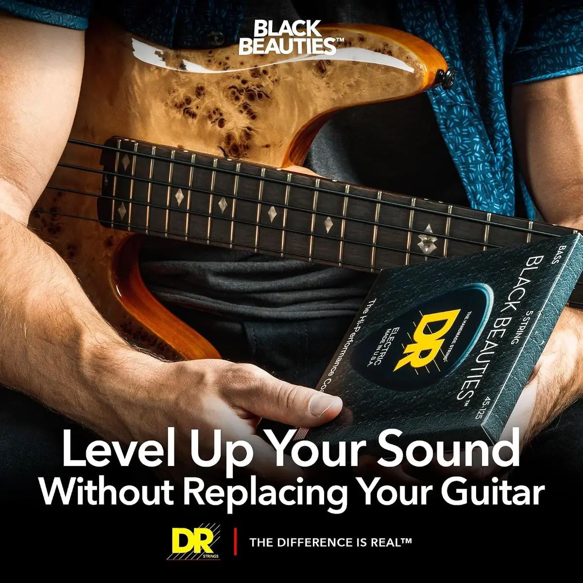 DR Strings Black Beauties Bass Strings Medium-Heavy 45-130 (159g) | K3 Coated Stainless Steel - view 4
