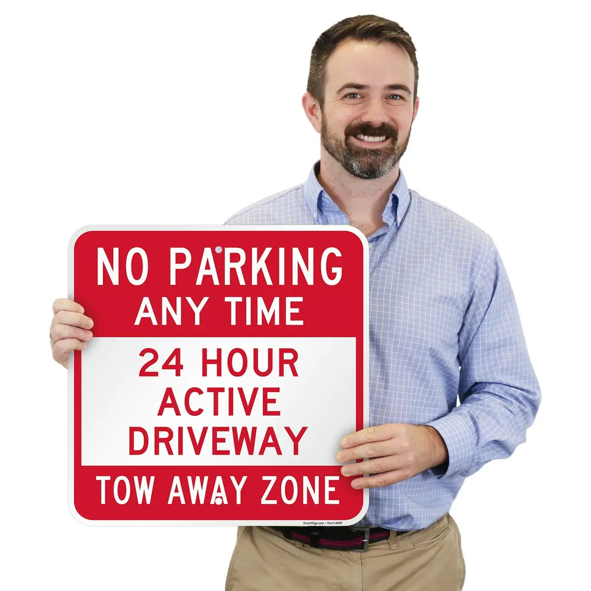 SmartSign No Parking Any Time - 24 Hour Driveway Sign | 18" x 18" Aluminum - view 2