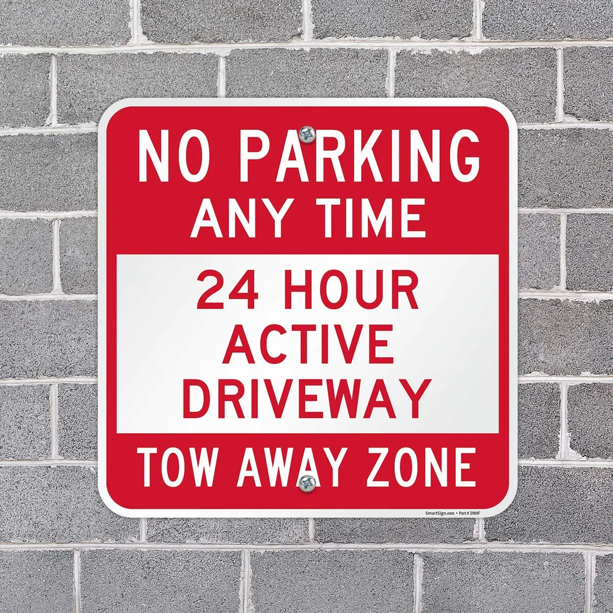 SmartSign No Parking Any Time - 24 Hour Driveway Sign | 18" x 18" Aluminum - view 3