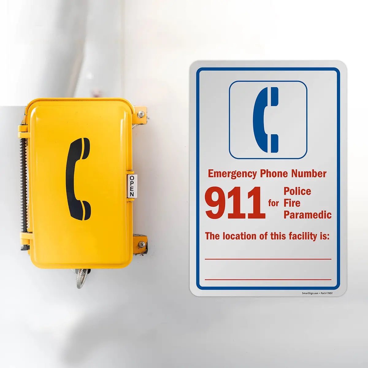 SmartSign Emergency Phone Number 911 Label | Laminated Vinyl, 12" x 18" - view 4