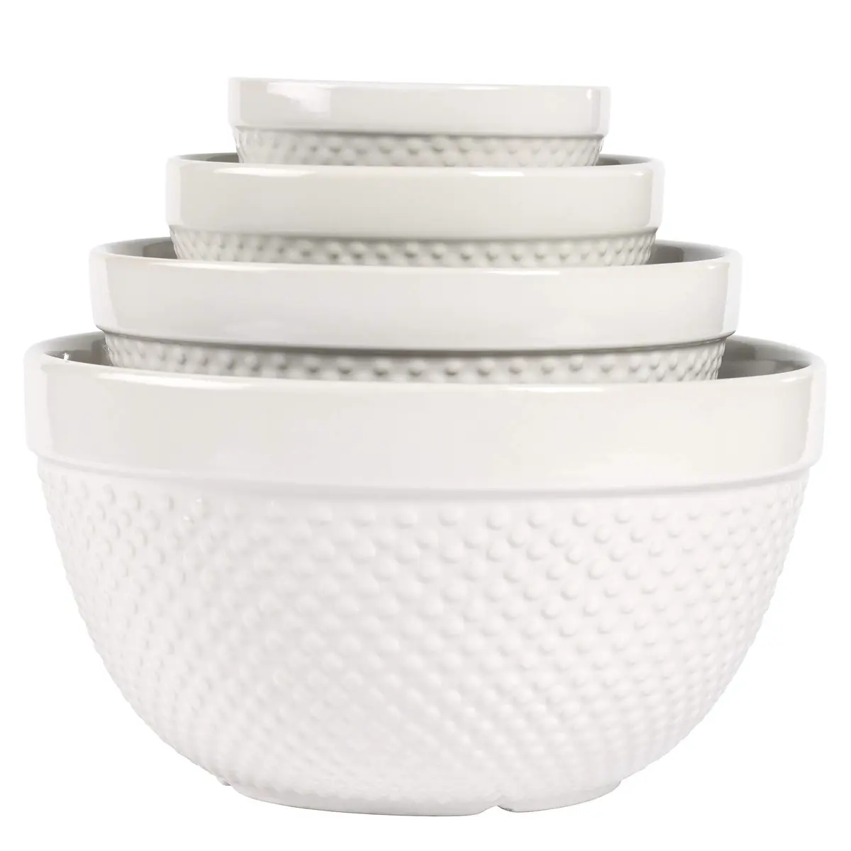 TTU Mixing Bowls Set 4-Piece Classic White Stoneware Nesting for Baking & Cooking - main product image
