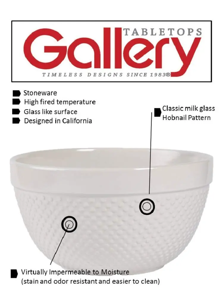TTU Mixing Bowls Set 4-Piece Classic White Stoneware Nesting for Baking & Cooking - view 2