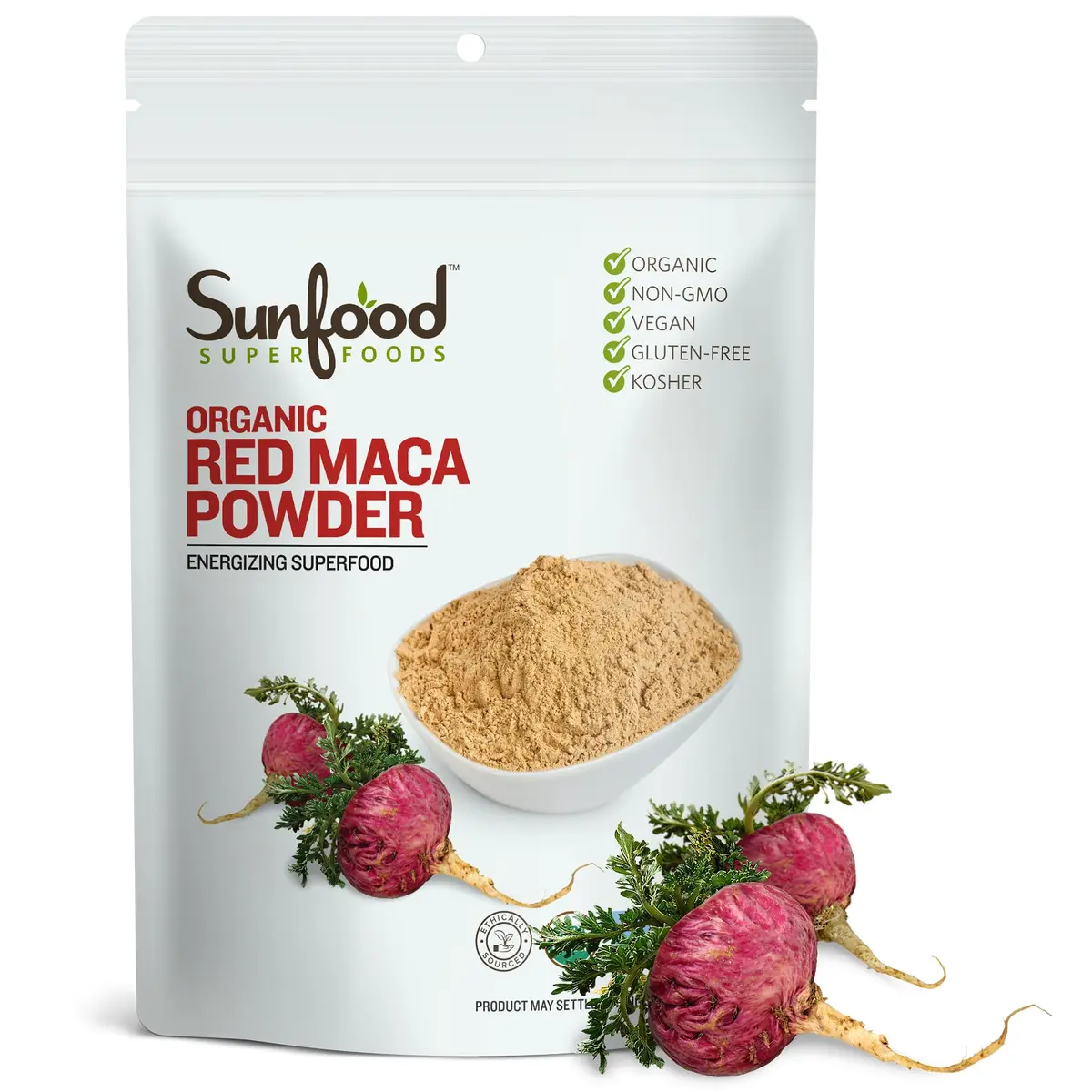 Sunfood Superfoods Red Maca Powder 8 oz | Organic, Vegan, Adaptogen for Energy & Hormonal Balance - main product image