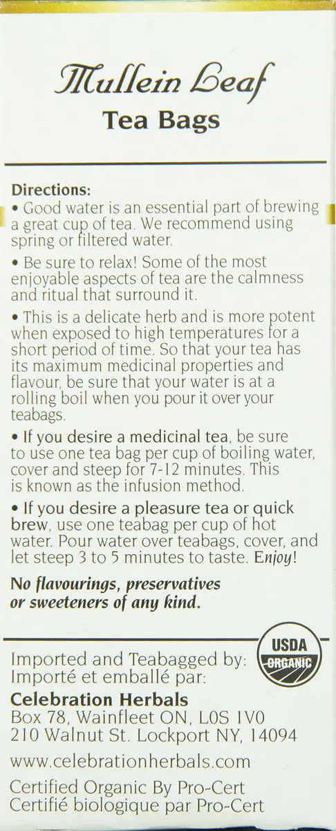 Celebration Herbals Organic Mullein Leaf Tea Bags 24 Count | Herbal Tea for Respiratory Support in India - view 4