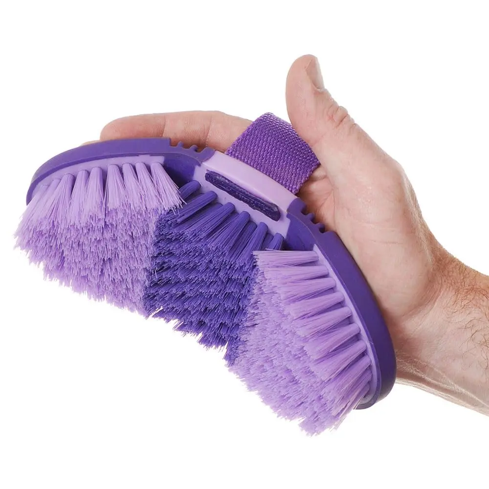 Tough 1 Great Grips Flex Finishing Brush - Purple/Light Purple | Flexible, Adjustable Horse Grooming Brush - view 2
