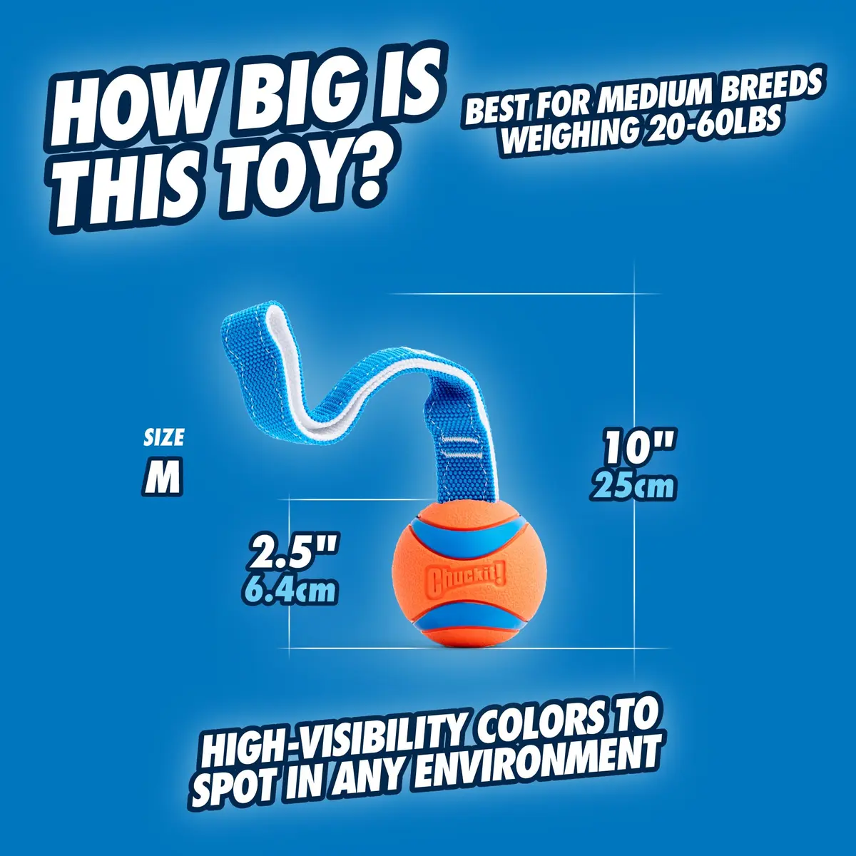 Chuckit! Ultra Tug Dog Toy Medium 2.5" (6.4 cm) | Durable Fetch & Tug Ball for Dogs 20-60lbs - view 4