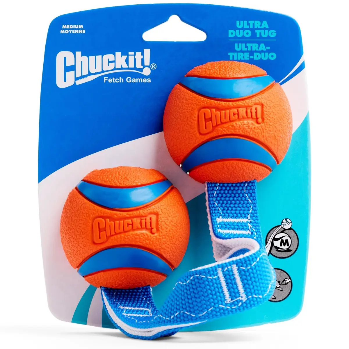 Chuckit! Ultra Duo Tug Dog Toy Medium 2.5in (6.4cm) Orange and Blue | Fetch and Tug-of-War for Dogs 20-60lbs - view 4
