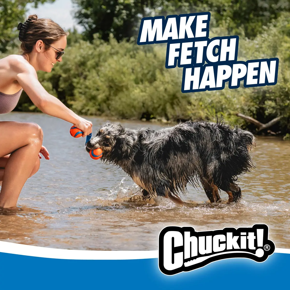 Chuckit! Ultra Duo Tug Dog Toy Medium 2.5in (6.4cm) Orange and Blue | Fetch and Tug-of-War for Dogs 20-60lbs - view 5