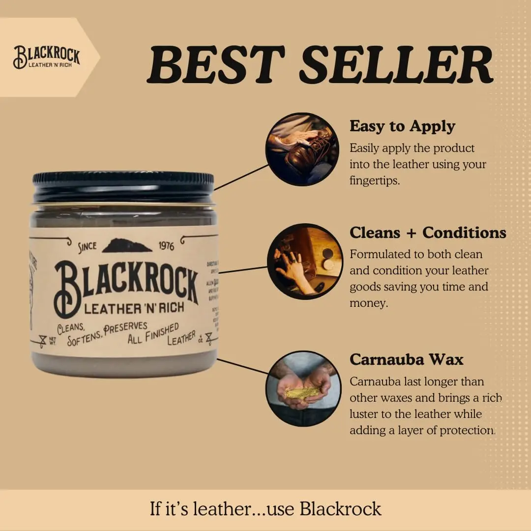 Blackrock Leather N Rich Leather Cleaner and Conditioner 4oz (118ml) | USA-Sourced Quality for Smooth Leathers - view 5