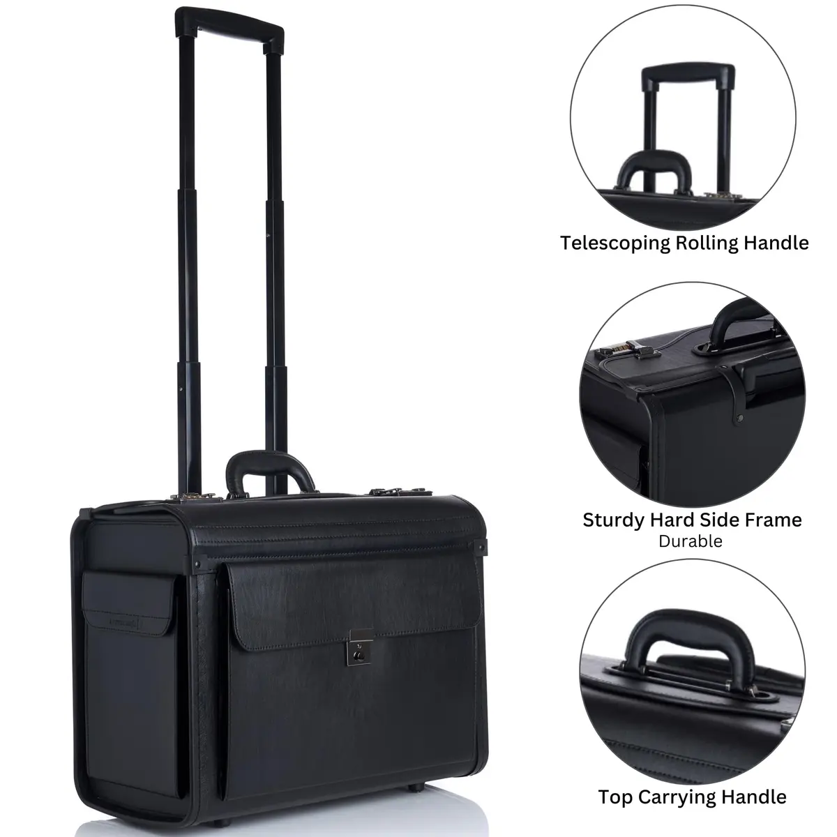 Alpine Swiss Rolling 17" Laptop Briefcase on Wheels Attache with TSA Approval, Black - view 3