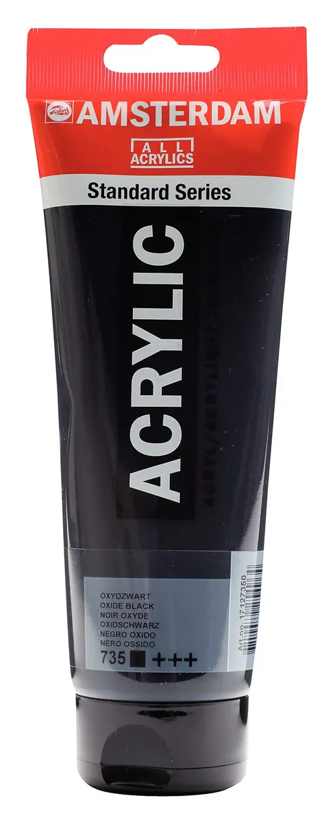 Amsterdam Standard Series Acrylic Paint Tube, Oxide Black 735, 250ml (8.45 Fl Oz) | Professional Grade, Fast-Drying, Multi-Surface - main product image