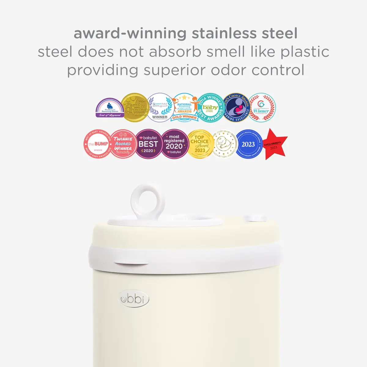 Ubbi Stainless Steel Diaper Pail Ivory | Odor-Locking, No Special Bags, Modern Nursery (70-120 chars) - view 5