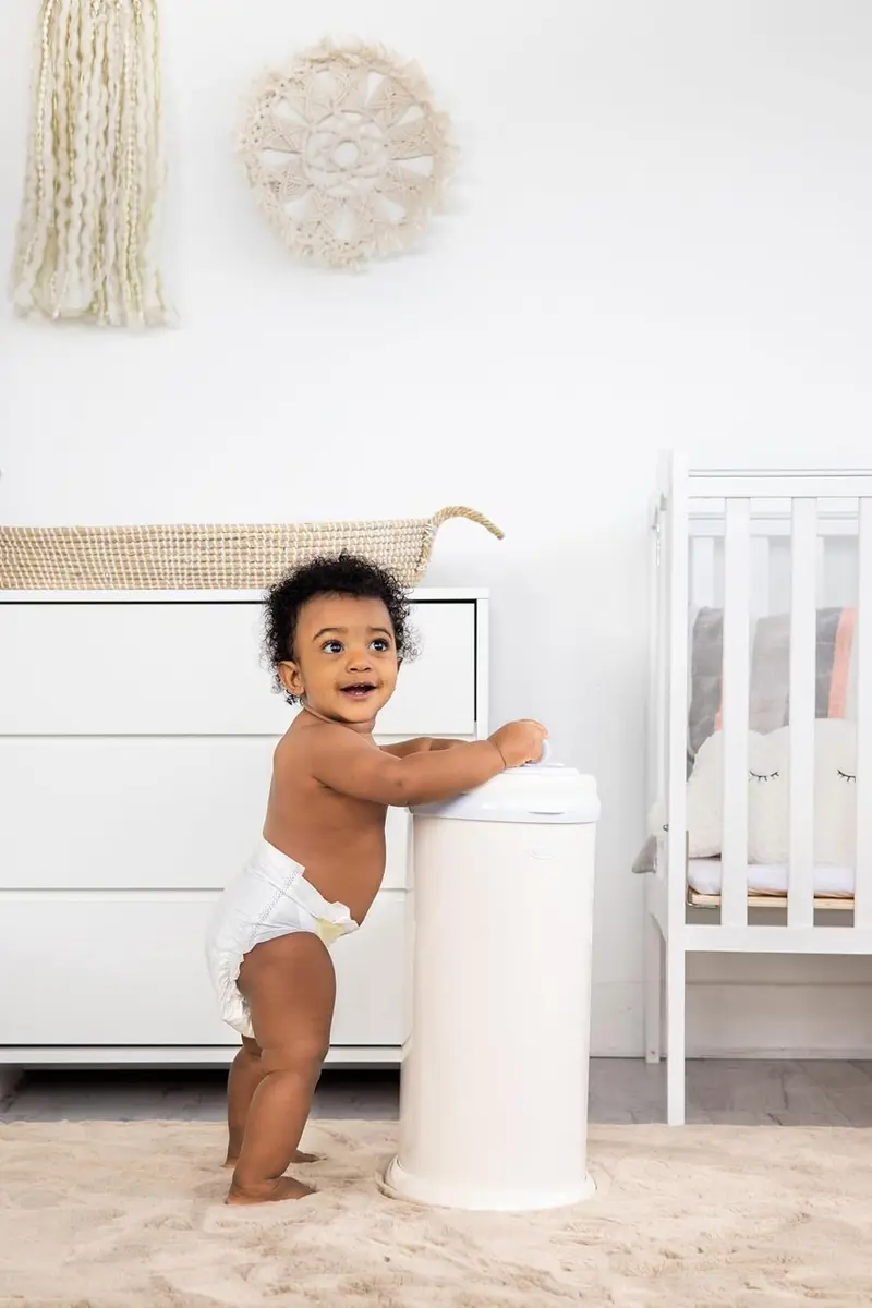 Ubbi Stainless Steel Diaper Pail Ivory | Odor-Locking, No Special Bags, Modern Nursery (70-120 chars) - view 2