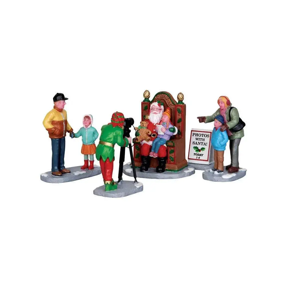 Lemax Photos With Santa Set of 5 Collectible Figurines 7.4 cm (2.9") | Christmas Village Décor - view 2