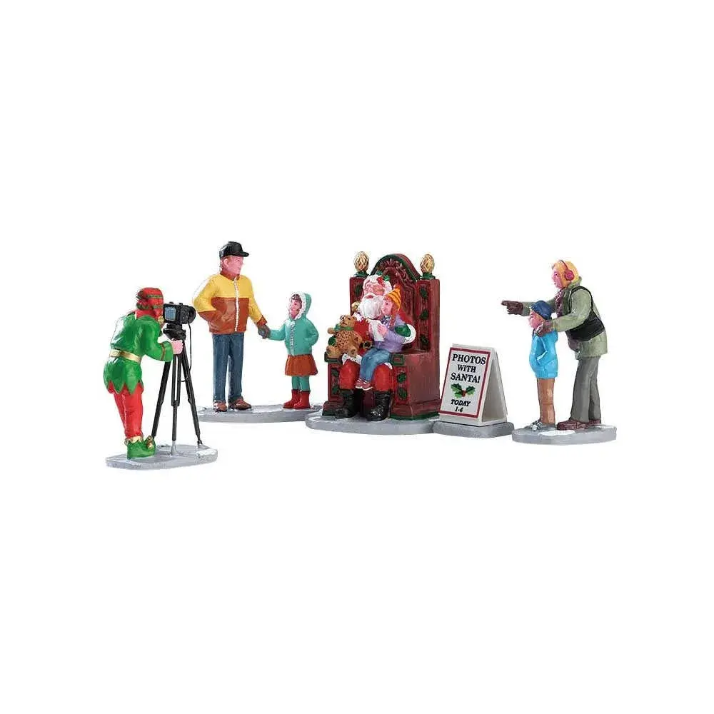 Lemax Photos With Santa Set of 5 Collectible Figurines 7.4 cm (2.9") | Christmas Village Décor - view 3