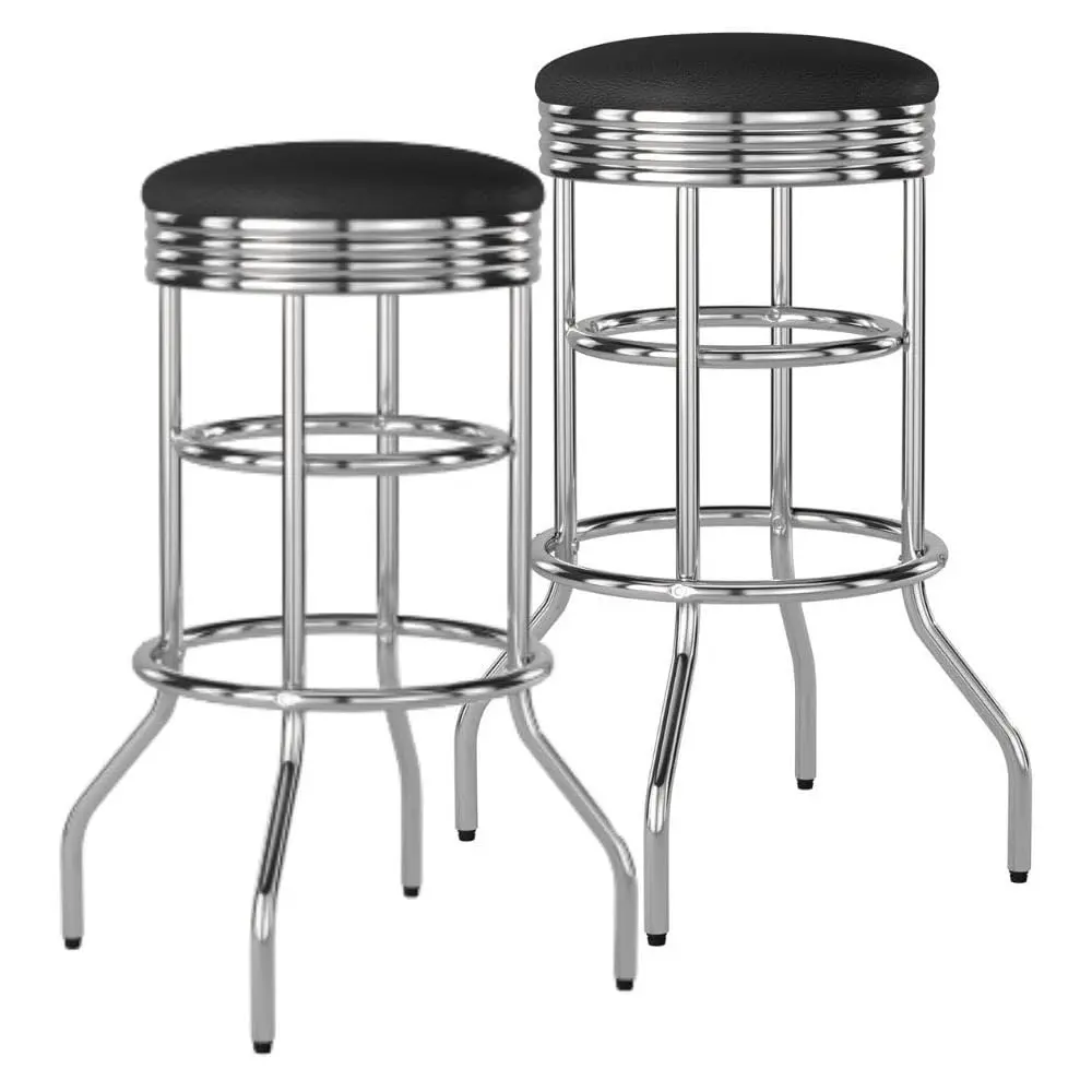 TRINITY Heavy Duty 30 Inch Backless Swivel Bar Stool, Black | Sturdy Chrome & Faux Leather (70-120 chars) - main product image