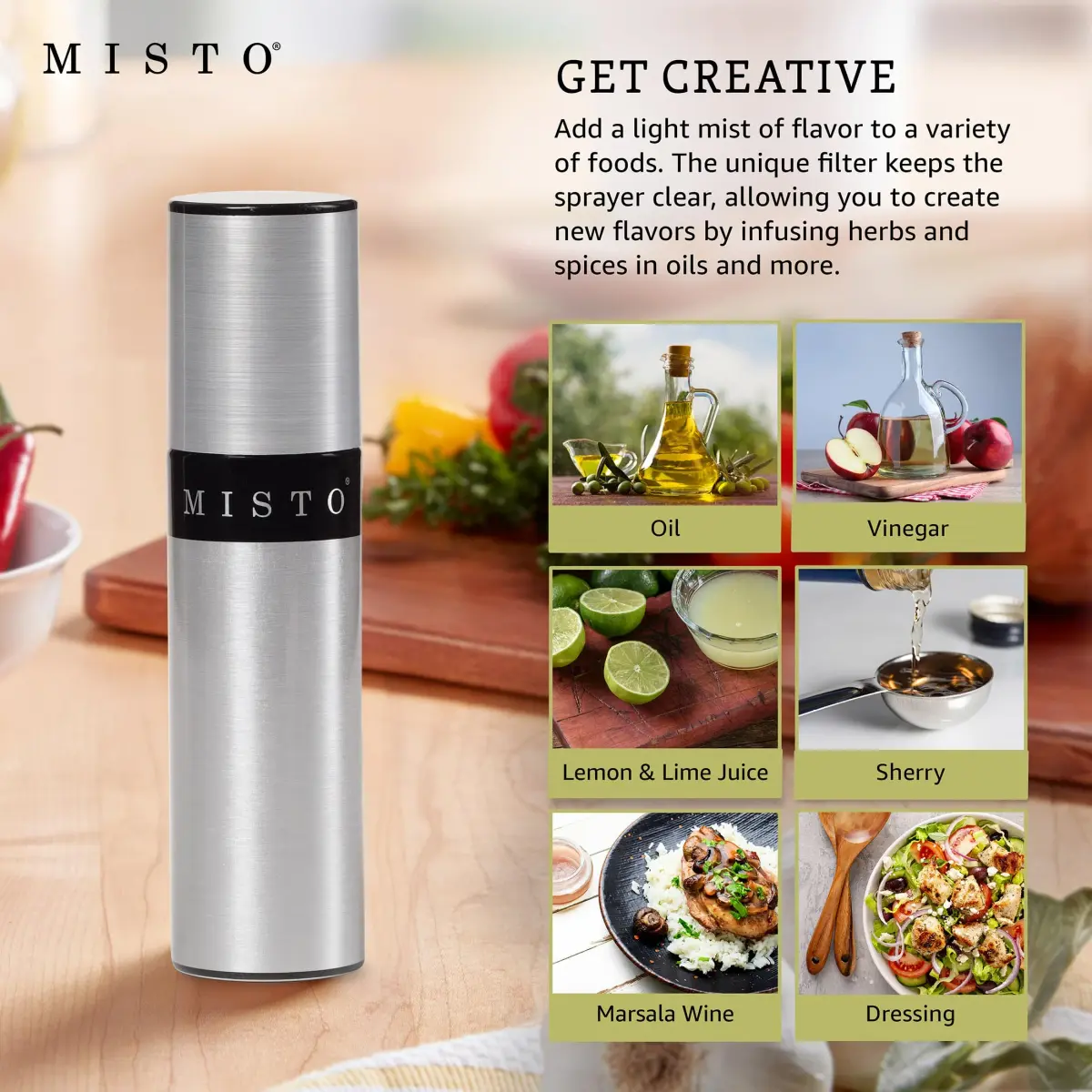 Misto Gourmet Olive Oil Sprayer Set of 2 Aluminum Bottles, 95ml (3.2 fl oz) Each | Even Mist for Healthy Cooking - view 3